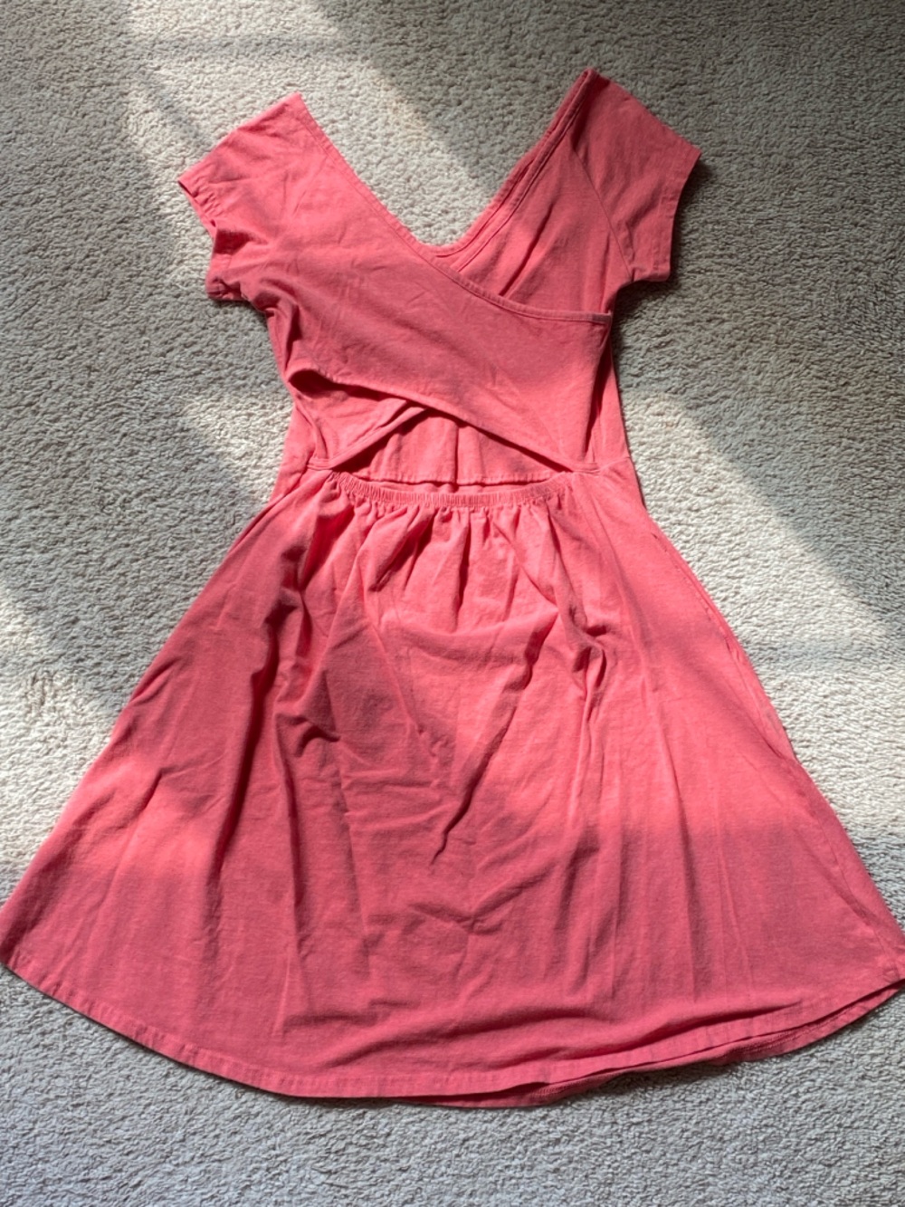 Pact Fit & Flare Dress, Twist Open Back, Coral, Size S - Picture 2 of 5